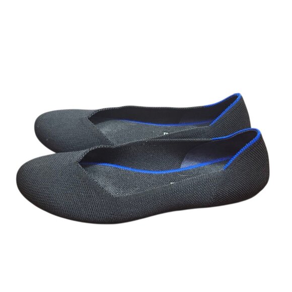 Rothy’s The Flat Black Blue Trim Women’s Size W9EU 40 Washable Knit Ballet Shoes - Picture 6 of 13